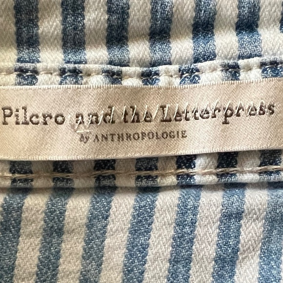 Pilcro Ultra High-Rise Slim  Patch Pocket Stripped Denim Shorts Size 26 - Picture 8 of 12